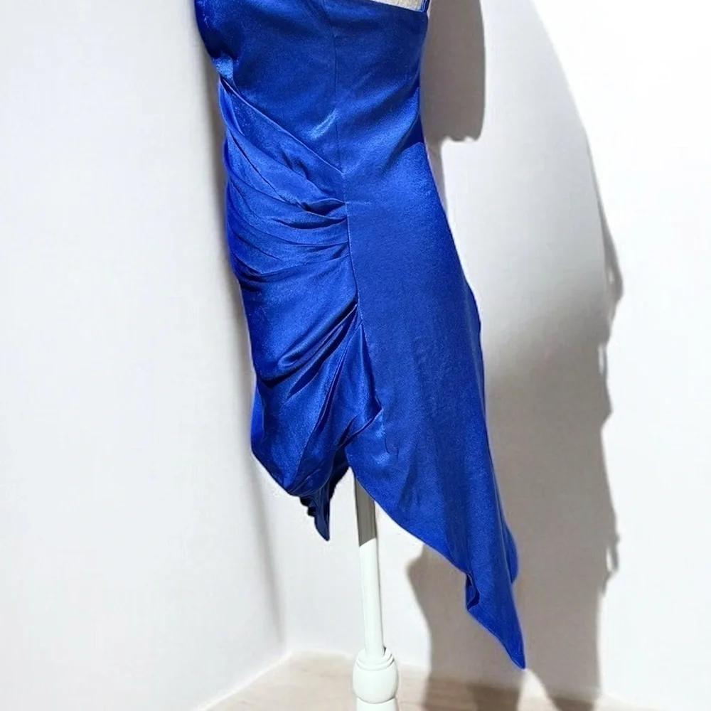 🌻NEW BARDOT Blue Oceana Asymmetric Handkerchief Hem Dress Size 6